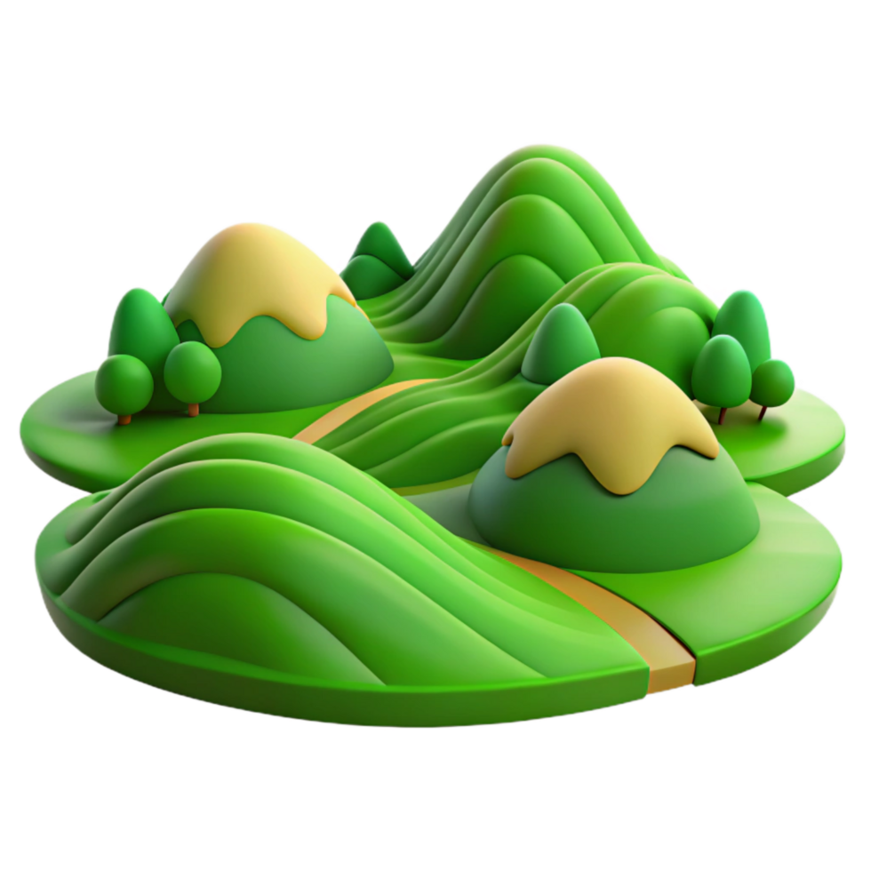 wonderful minimalist Rolling Green Hills Scenic Vista Transparent Background genuine png
