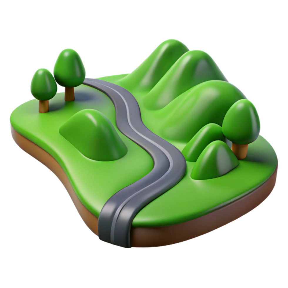 extraordinary vintage Rolling Green Hills with Winding Road Transparent Background detailed png