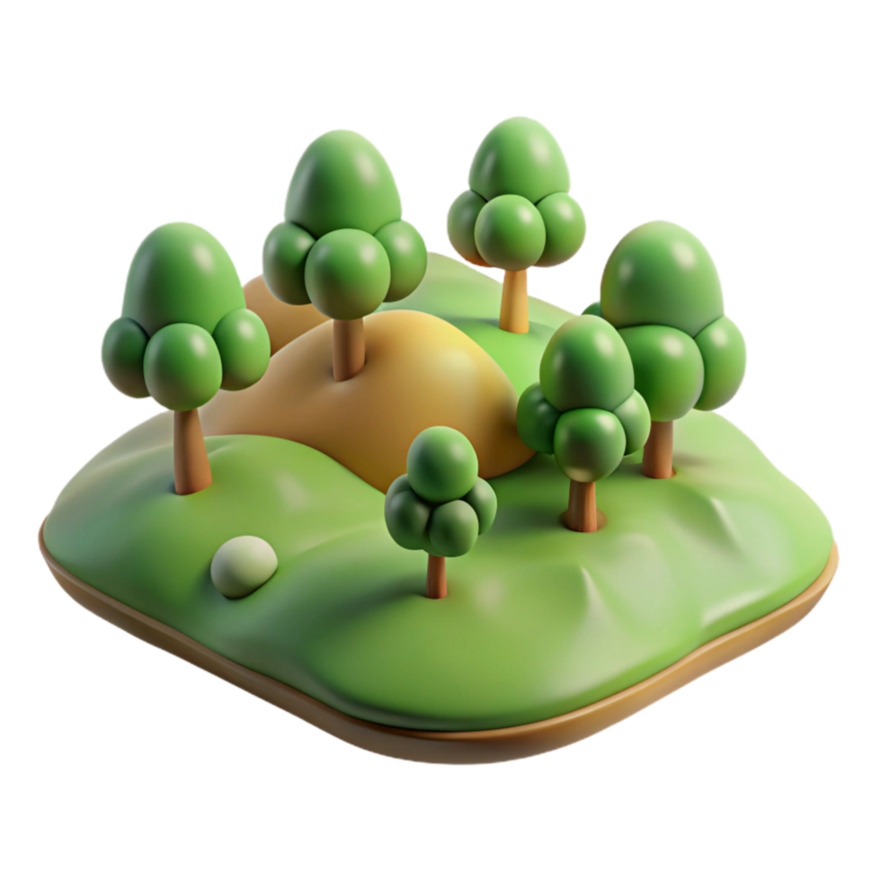 magnificent modern Rolling Hills with Trees Isolated on Transparent Background professional png