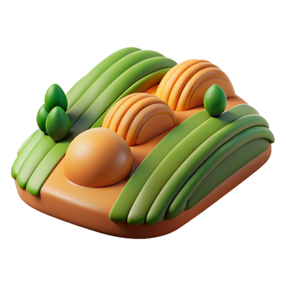 beautiful artistic Rolling Hills with Farmland Isolated on Transparent Background high quality png
