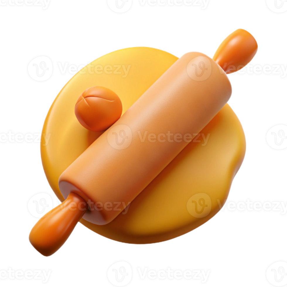 dramatic traditional Rolling Pin and Dough Isolated Element exclusive png