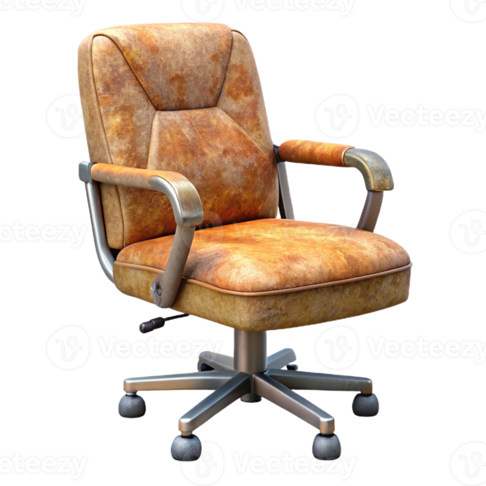 beautiful rustic Rolling Office Chair with Arms Side View Isolated Element premium png