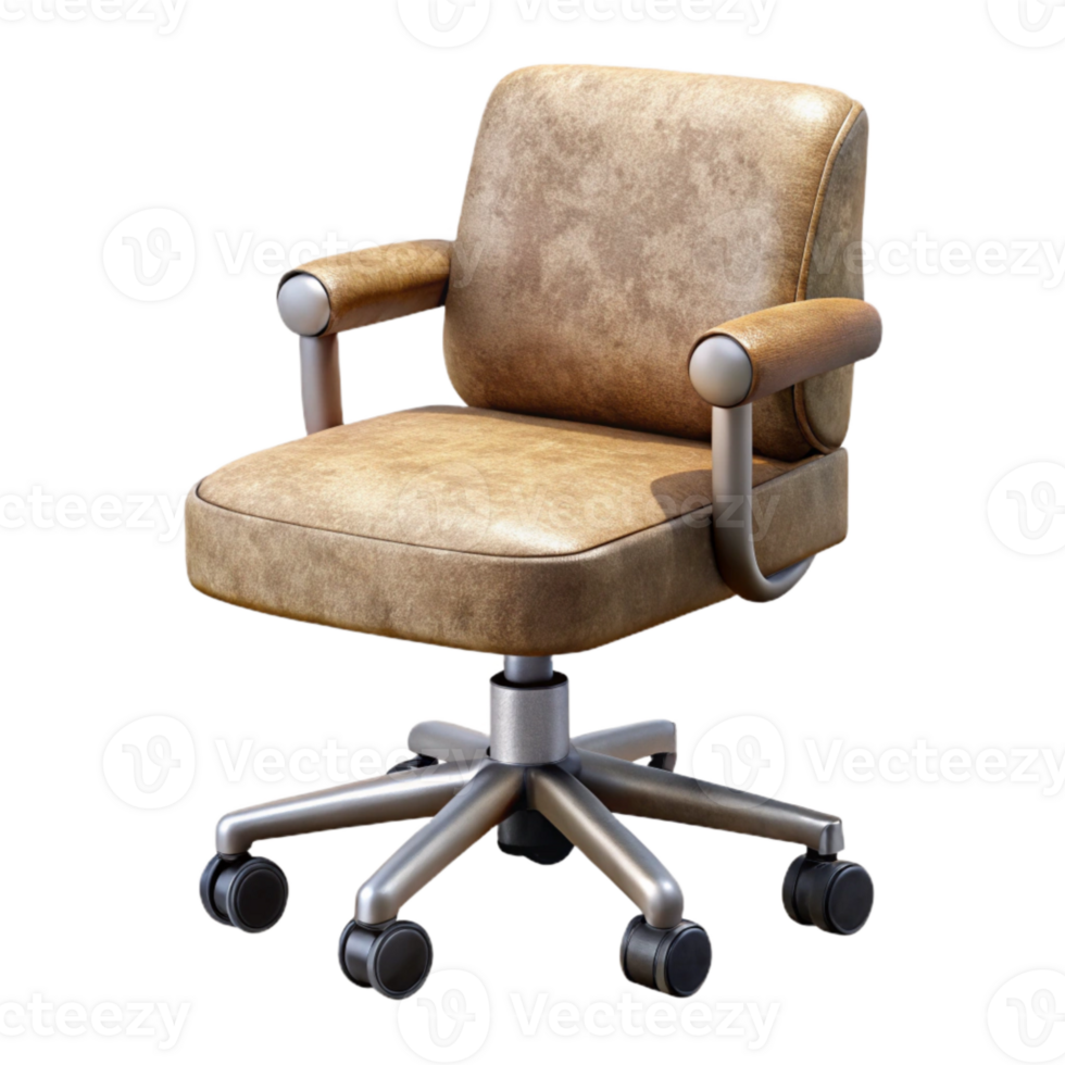 elegant rustic Rolling Office Chair with Arms Side View Isolated Element high resolution png