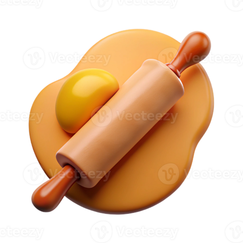 stunning contemporary Rolling Pin and Dough Isolated Element premium png