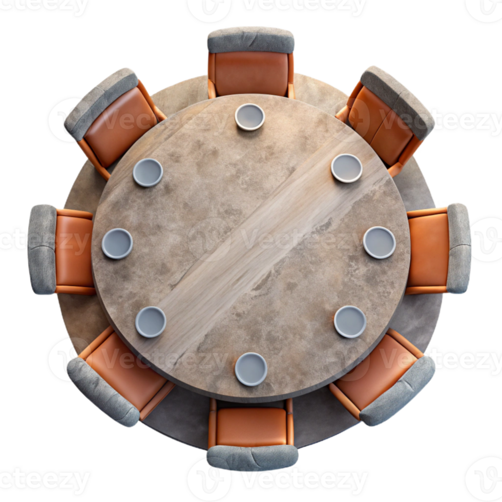 elegant minimalist Round Conference Table Top View Isolated Element premium png
