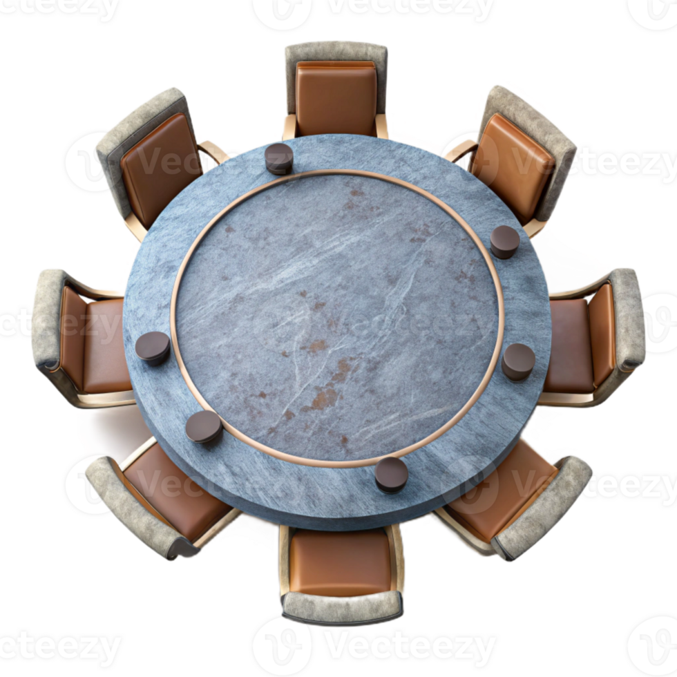 elegant vintage Round Conference Table Top View Isolated Element genuine png