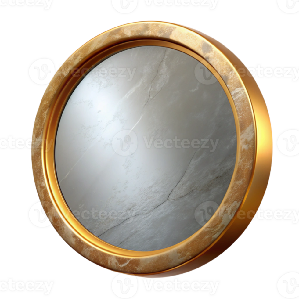 elegant rustic Round Wall Mirror with Wooden Frame Isolated detailed png