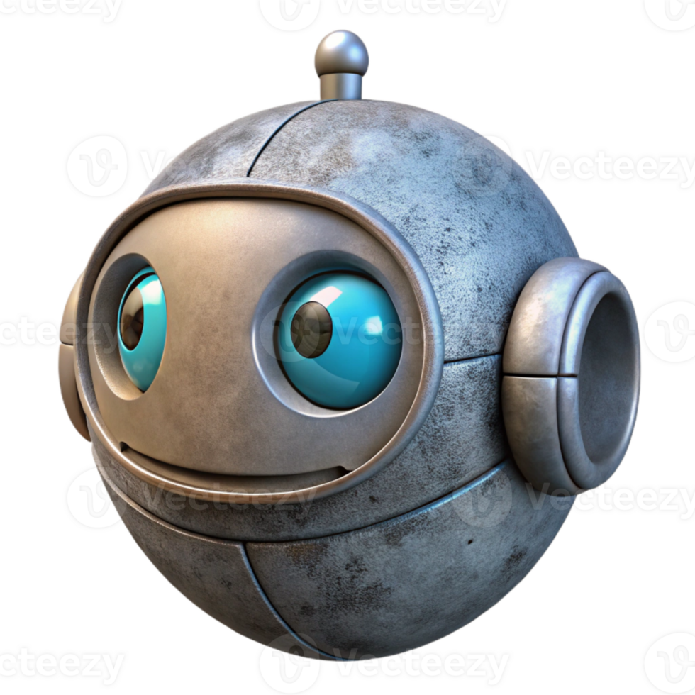 serene rustic Round Robot Head with Single Eye Cutout detailed png
