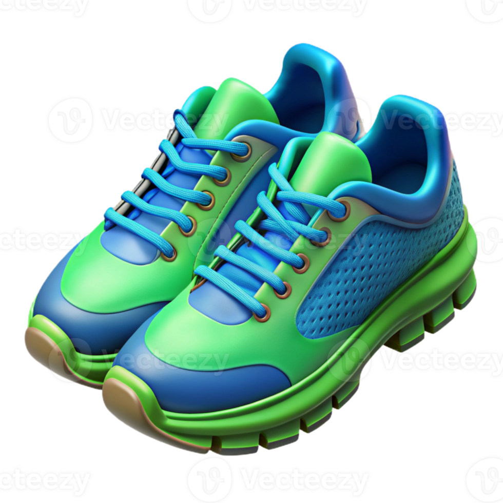 wonderful modern Running Shoes Blue and Green Transparent Background Cutout high resolution png