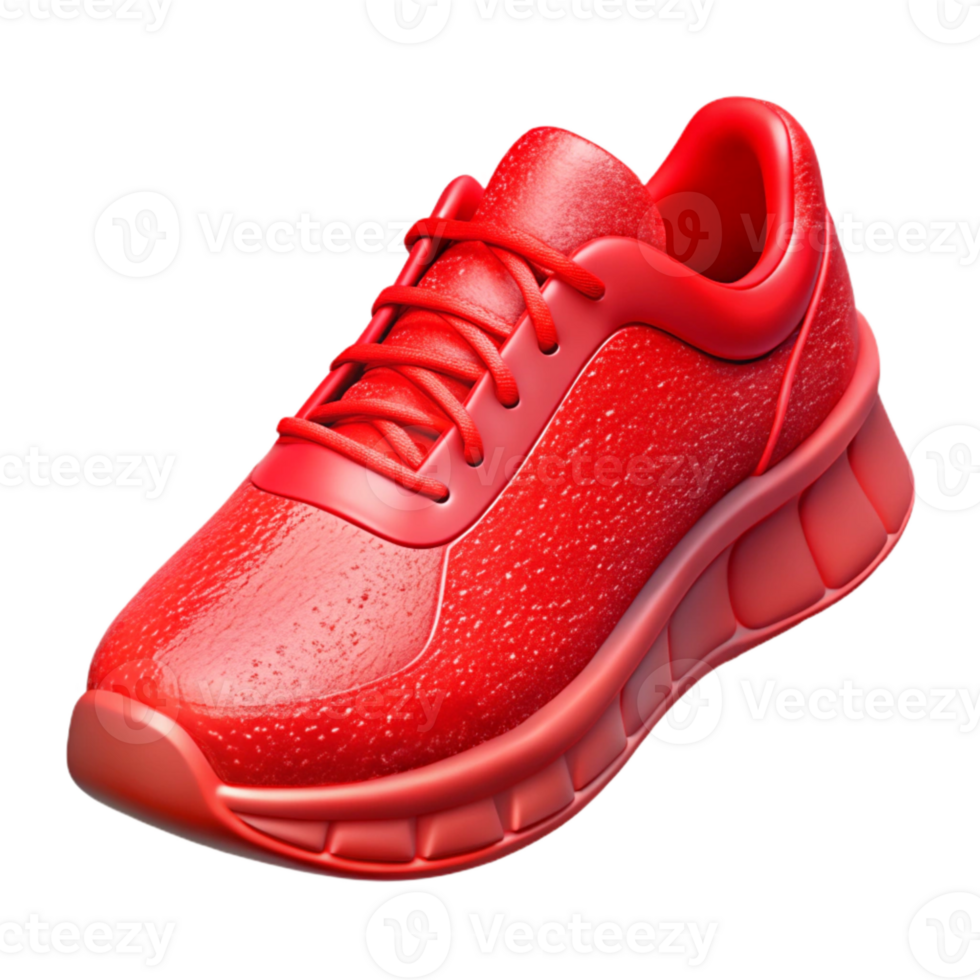 dramatic contemporary Running Shoes Bright Red Transparent Background Cutout high quality png