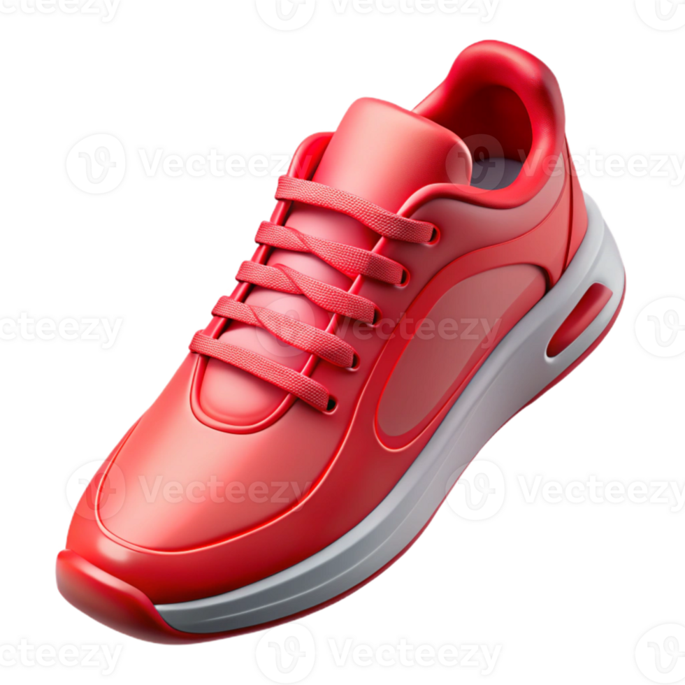 wonderful vintage Running Shoes Bright Red Transparent Background Cutout detailed png