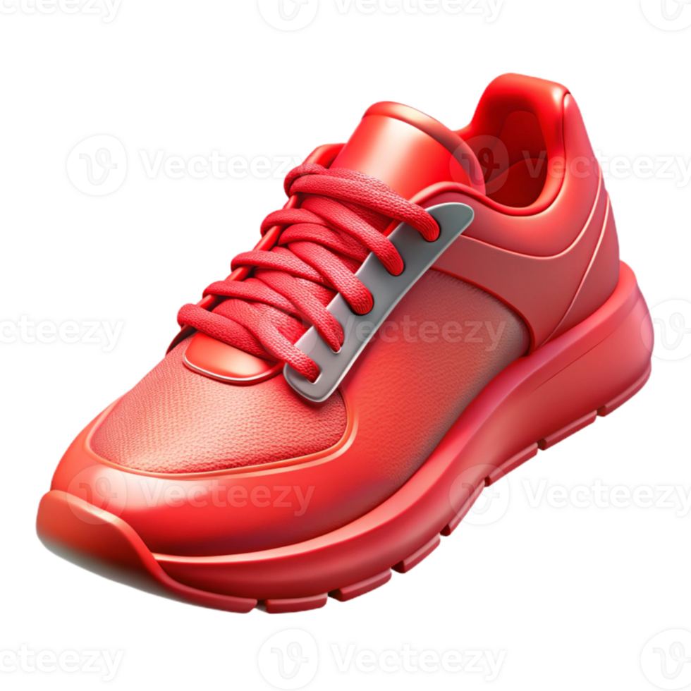 vibrant vintage Running Shoes Bright Red Transparent Background Cutout detailed png
