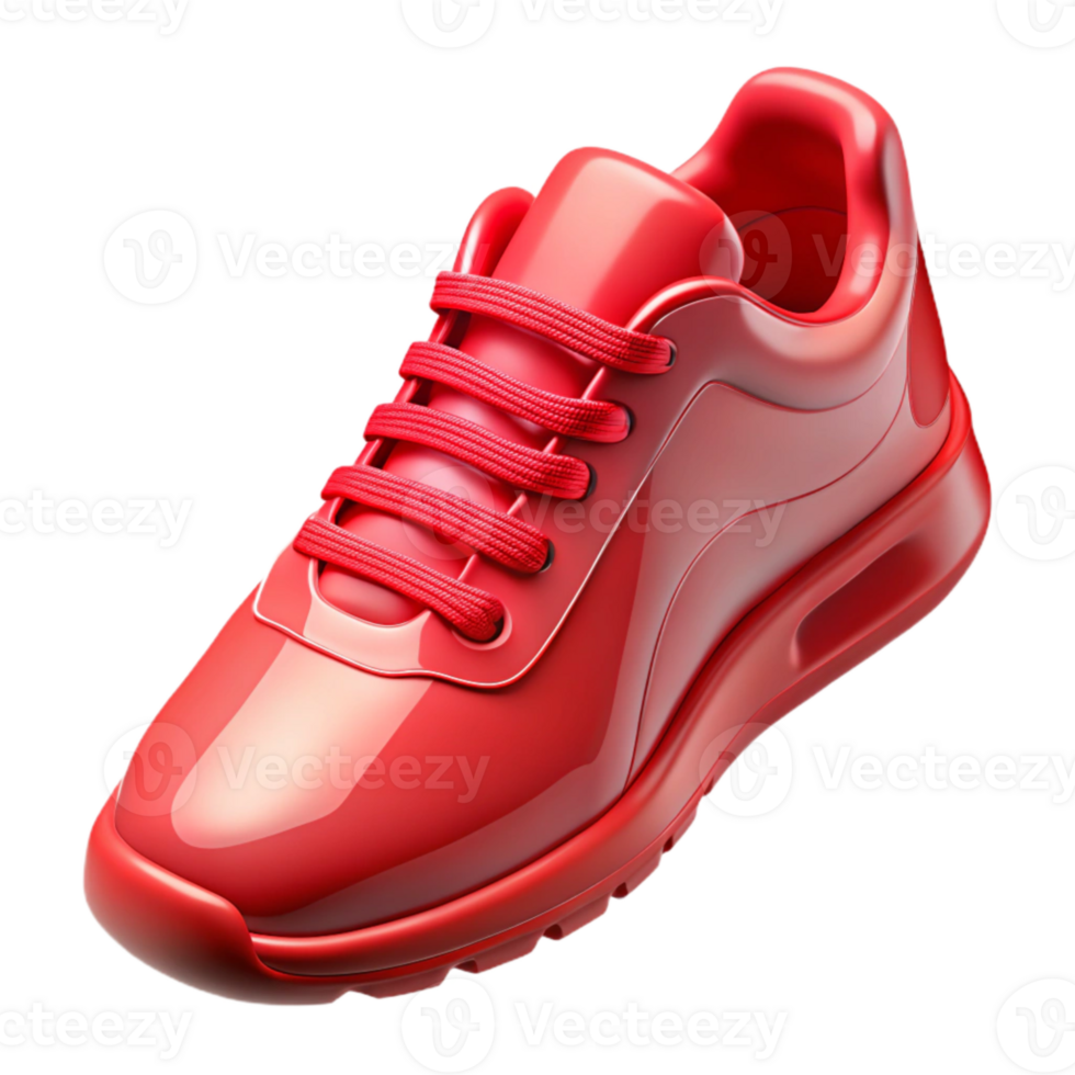 serene traditional Running Shoes Bright Red Transparent Background Cutout high resolution png