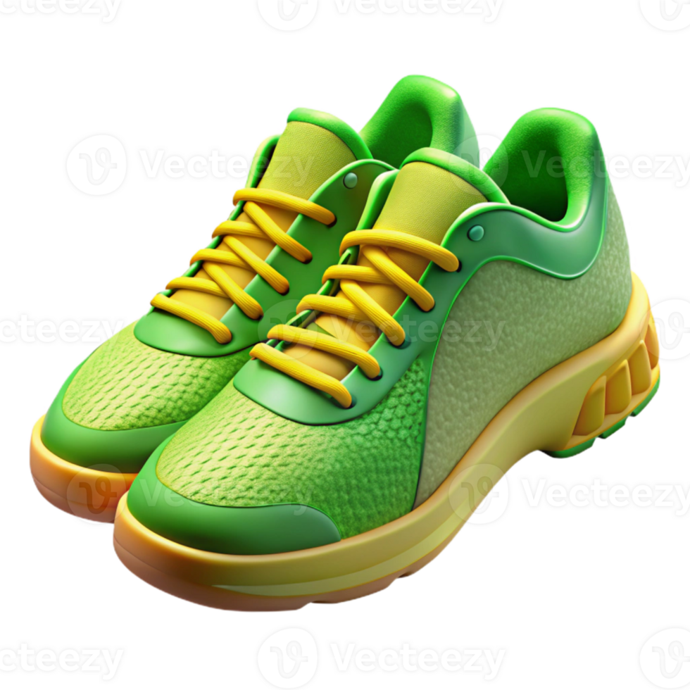extraordinary artistic Running Shoes Green and Yellow Isolated high quality png