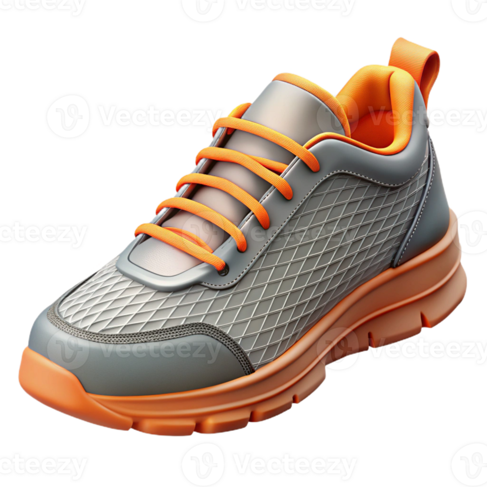 vibrant artistic Running Shoes Grey and Orange Transparent Background Cutout professional png