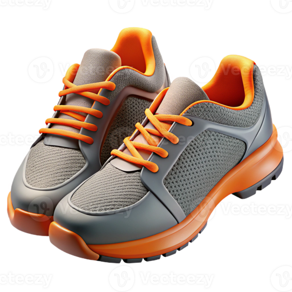 wonderful minimalist Running Shoes Grey and Orange Transparent Background Cutout authentic png