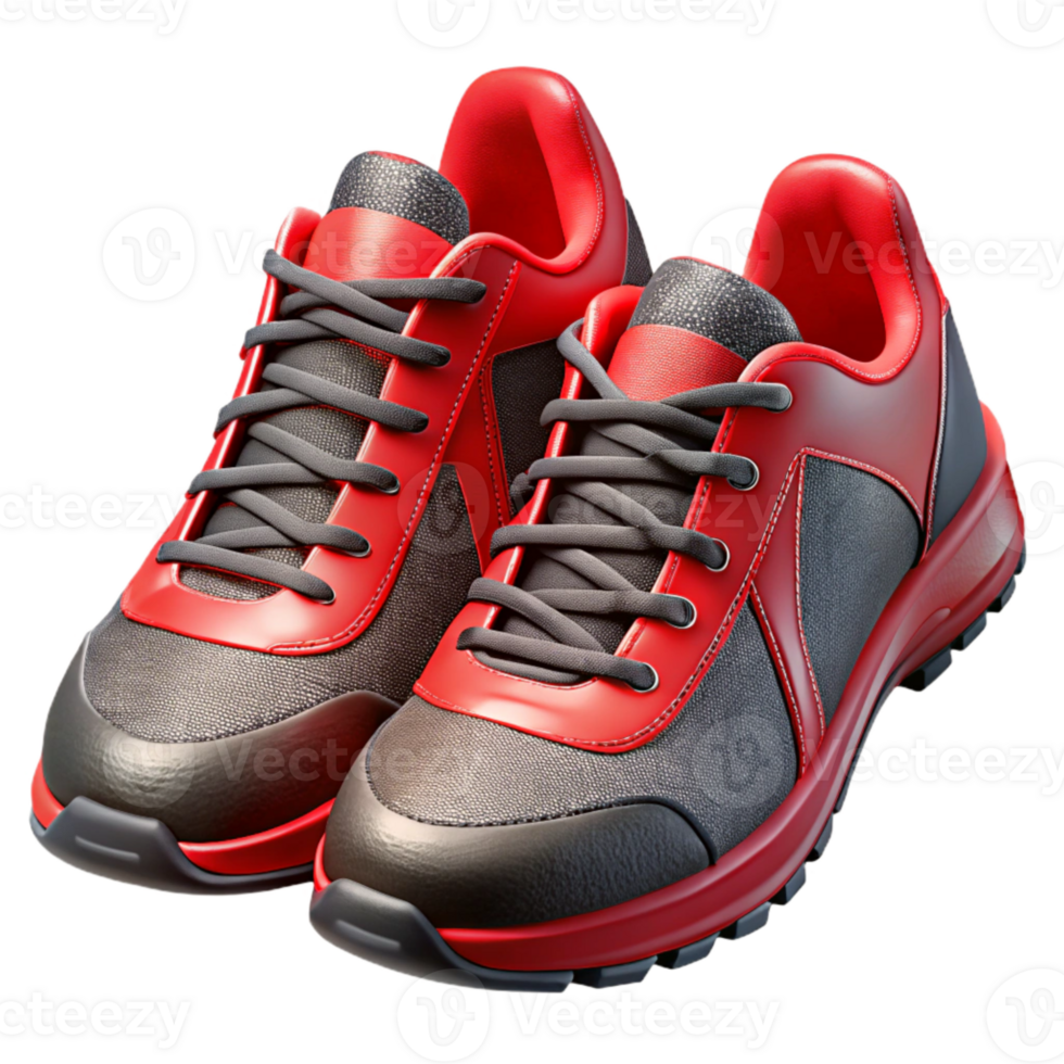 wonderful artistic Running Shoes Red and Black Isolated original png