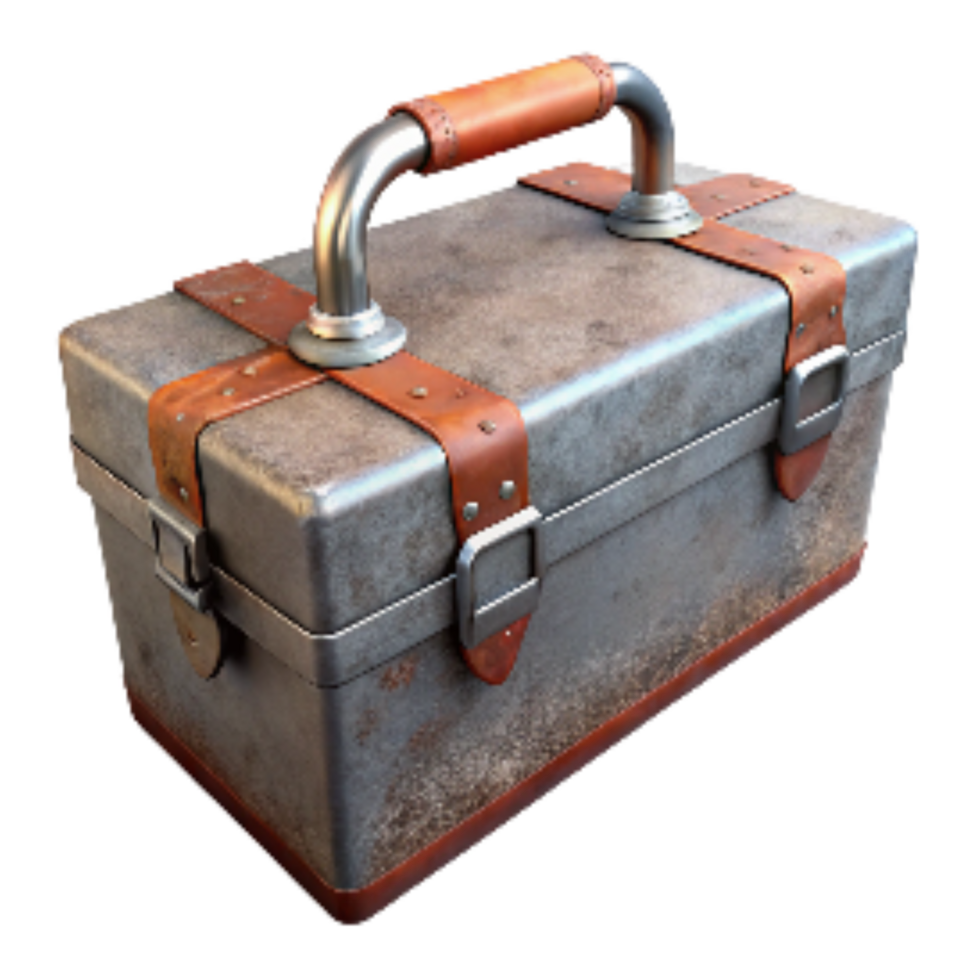 extraordinary modern Rustic Metal Toolbox Top Angle Isolated on Transparent Background high quality png