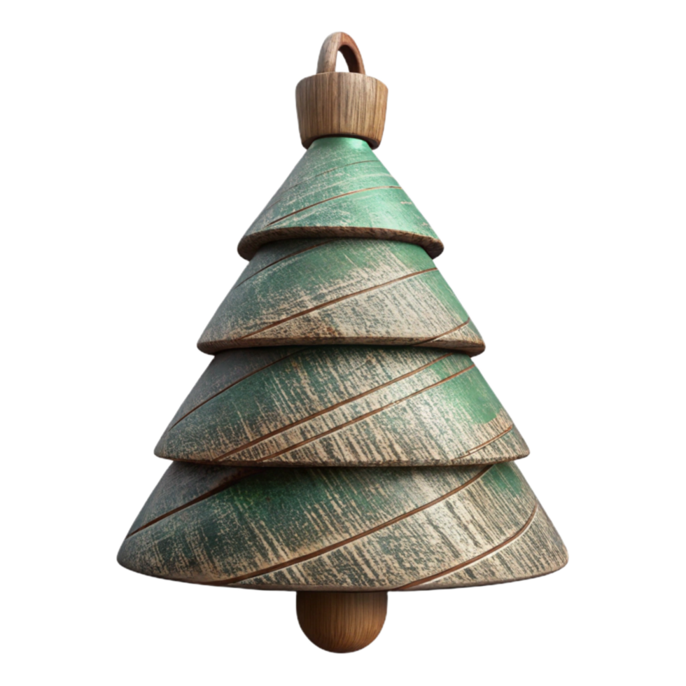 wonderful classic Rustic Wooden Christmas Tree Ornament Isolated on Transparent Background premium png