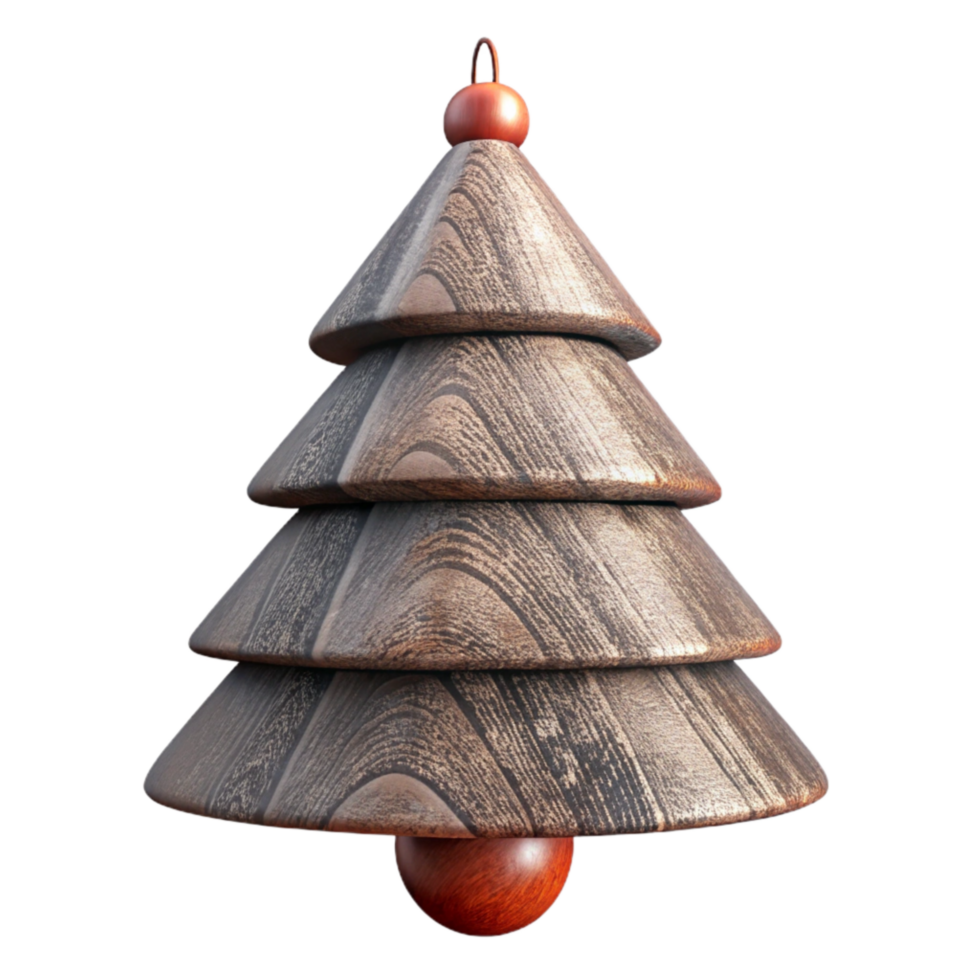 magnificent abstract Rustic Wooden Christmas Tree Ornament Isolated on Transparent Background png