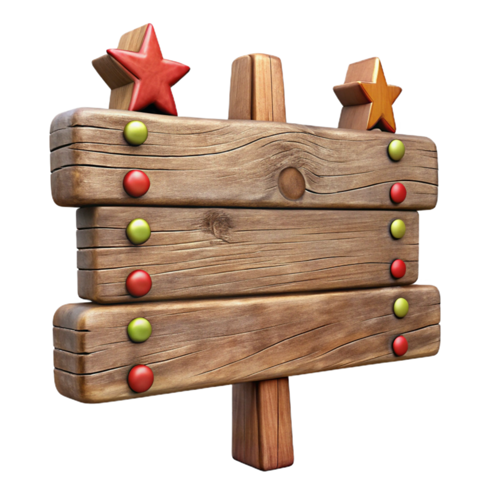 impressive classic Rustic Wooden Christmas Sign Isolated on Transparent Background png