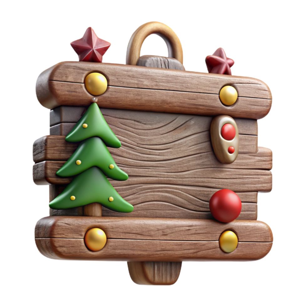 vibrant vintage Rustic Wooden Christmas Sign Isolated on Transparent Background premium png