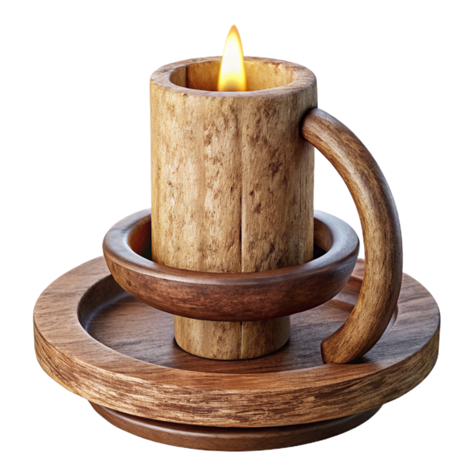 extraordinary minimalist Rustic Wooden Candle Holder Christmas Isolated on Transparent Background premium png