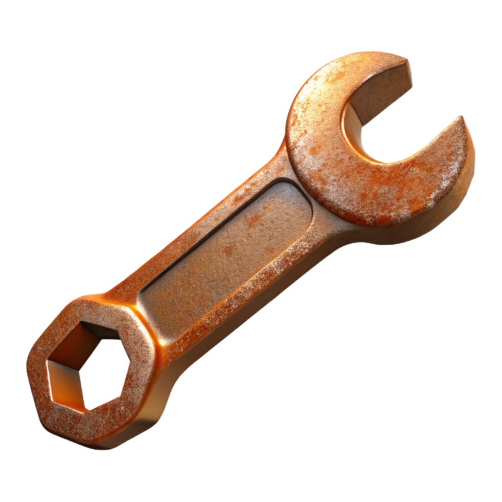 stunning rustic Rusty Wrench Oblique Angle Transparent Background detailed png