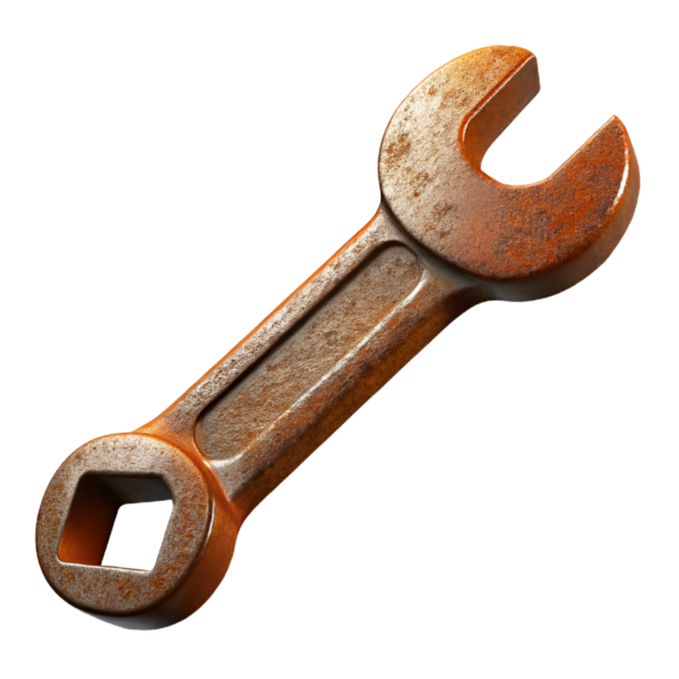 impressive classic Rusty Wrench Oblique Angle Transparent Background high quality png