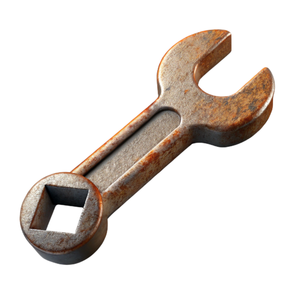 stunning contemporary Rusty Wrench Oblique Angle Transparent Background high quality png