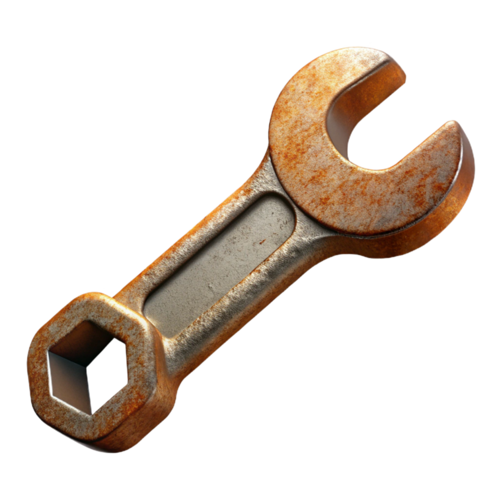 beautiful artistic Rusty Wrench Oblique Angle Transparent Background exclusive png