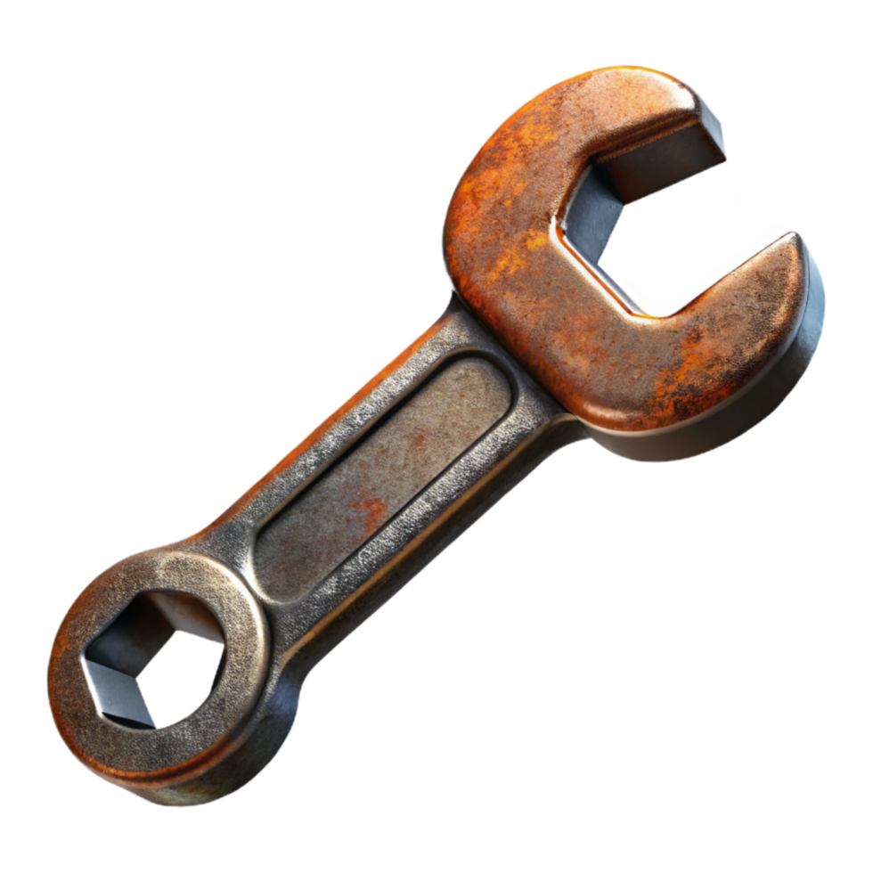 stunning minimalist Rusty Wrench Top View Transparent Background exclusive png