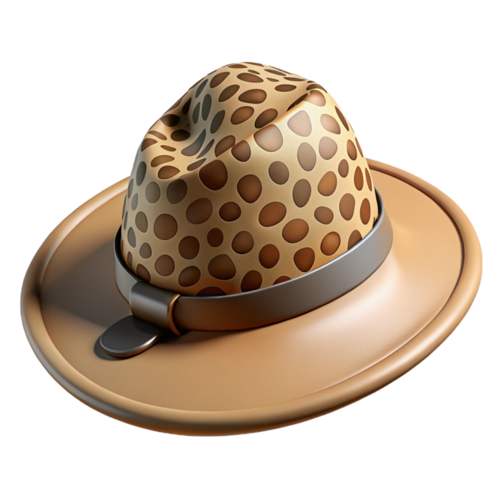 serene creative Safari Hat with Leopard Print Band Isolated original png