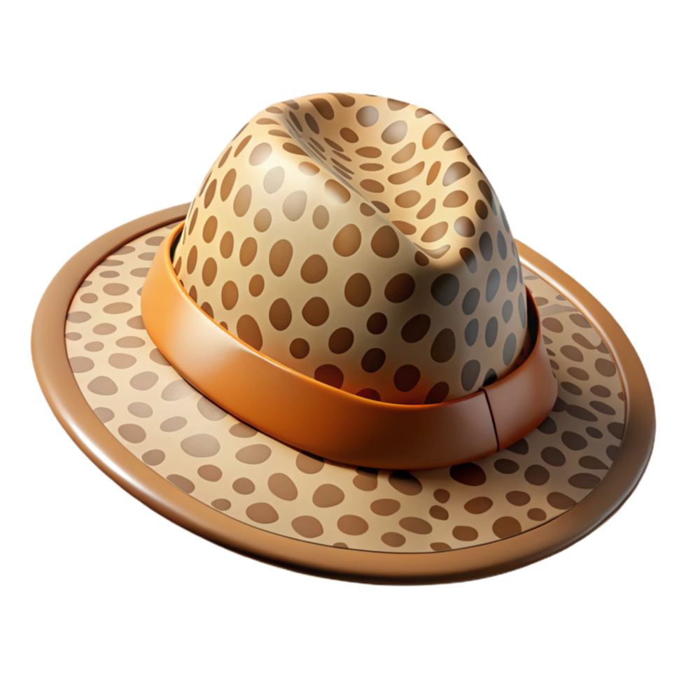 dramatic rustic Safari Hat with Leopard Print Band Isolated premium png