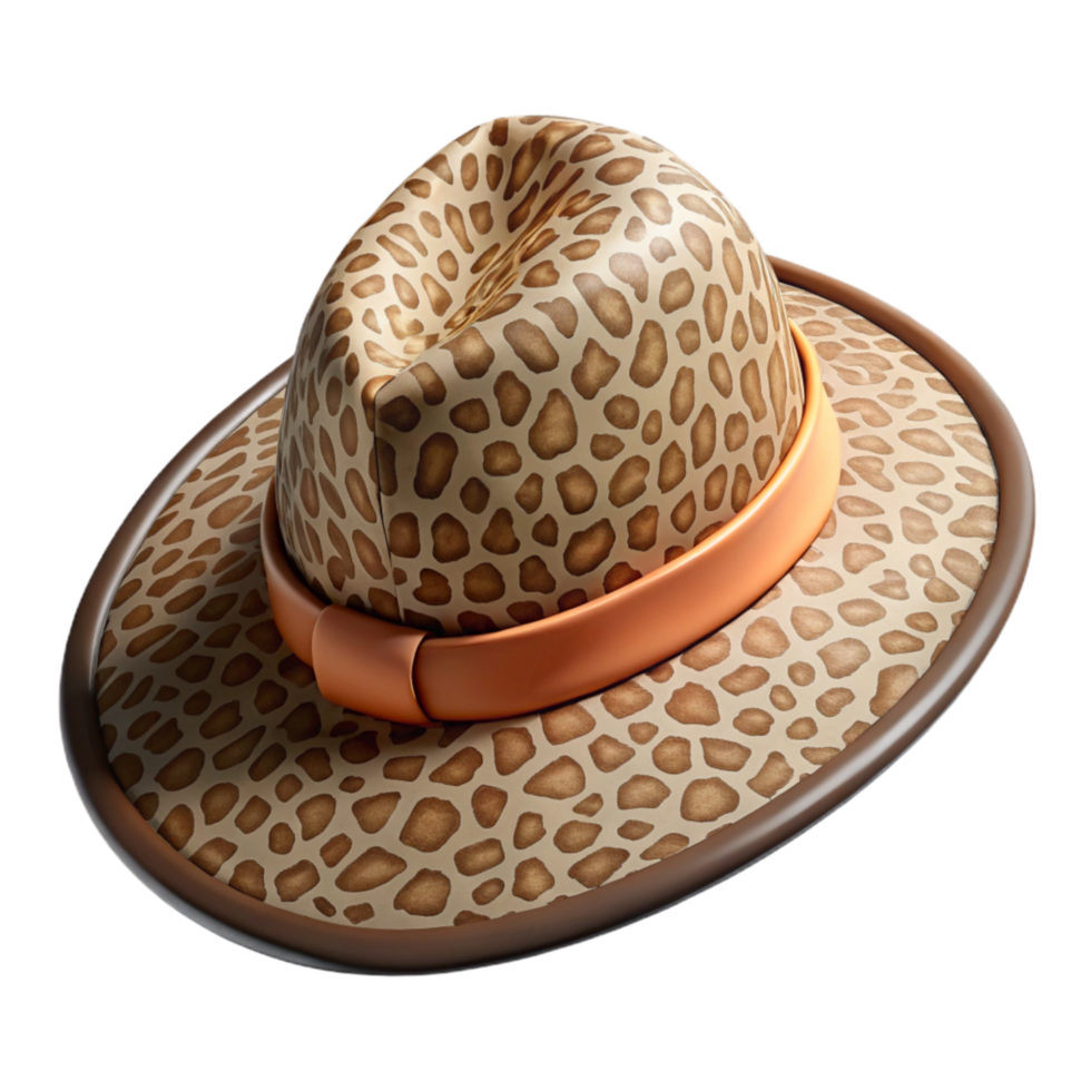 stunning traditional Safari Hat with Leopard Print Band Isolated high quality png