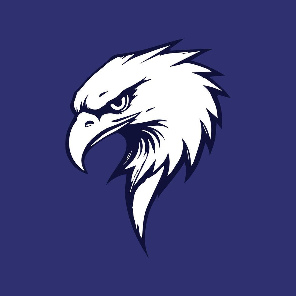 simple bald logo an eagle head on a blue background vector