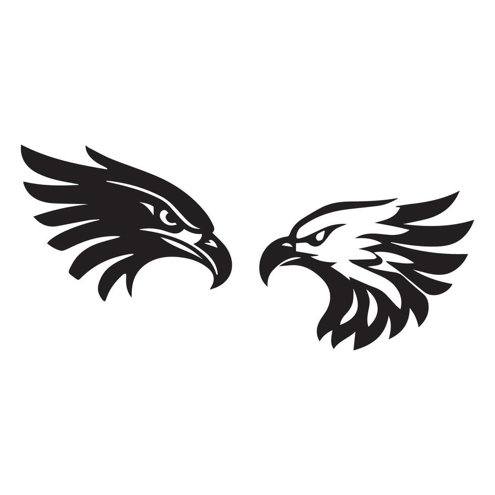 two black and white eagle head logos vector