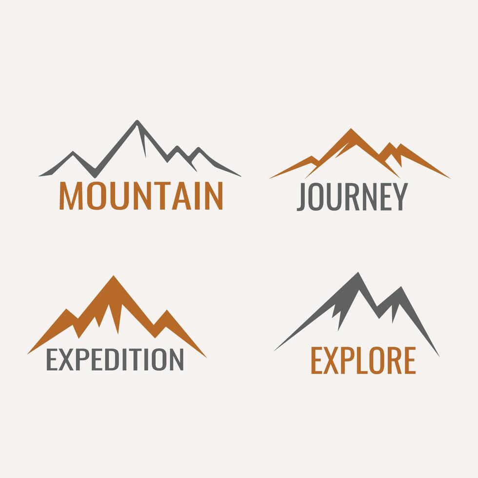 four mountain logos with the words mountain journey and adventure vector