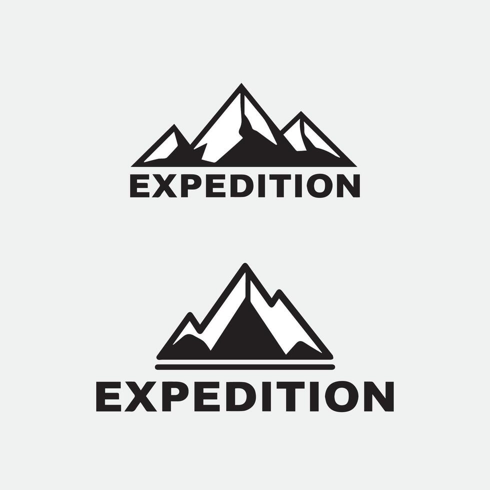 two logos for expedition, template logo mountain for expedition, black and white vector