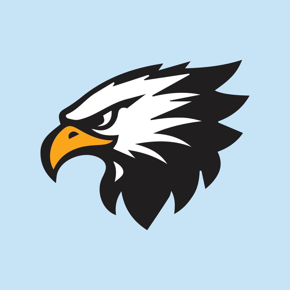 creative bald logo an eagle head on a blue background vector