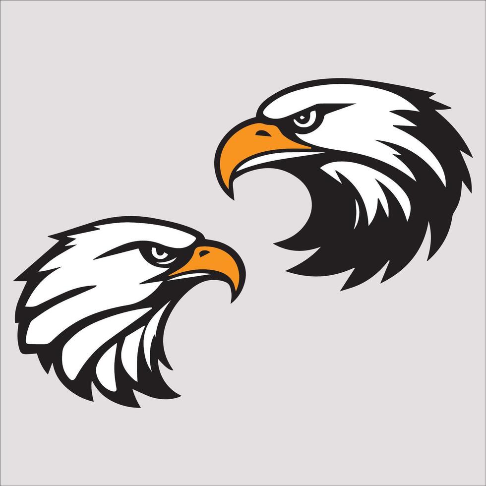 two bald eagle head logos on a white background vector