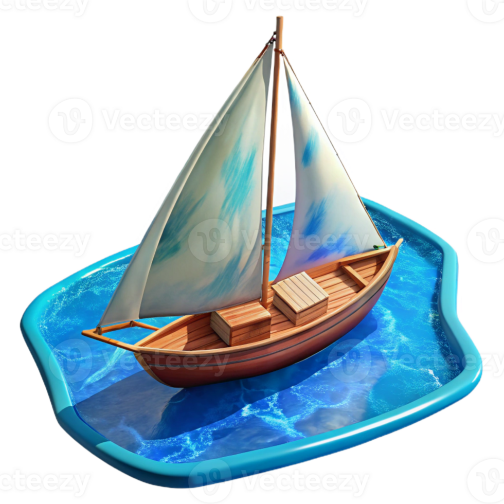 magnificent artistic Sailboat at Full Sail on Blue Ocean Transparent Background high quality png