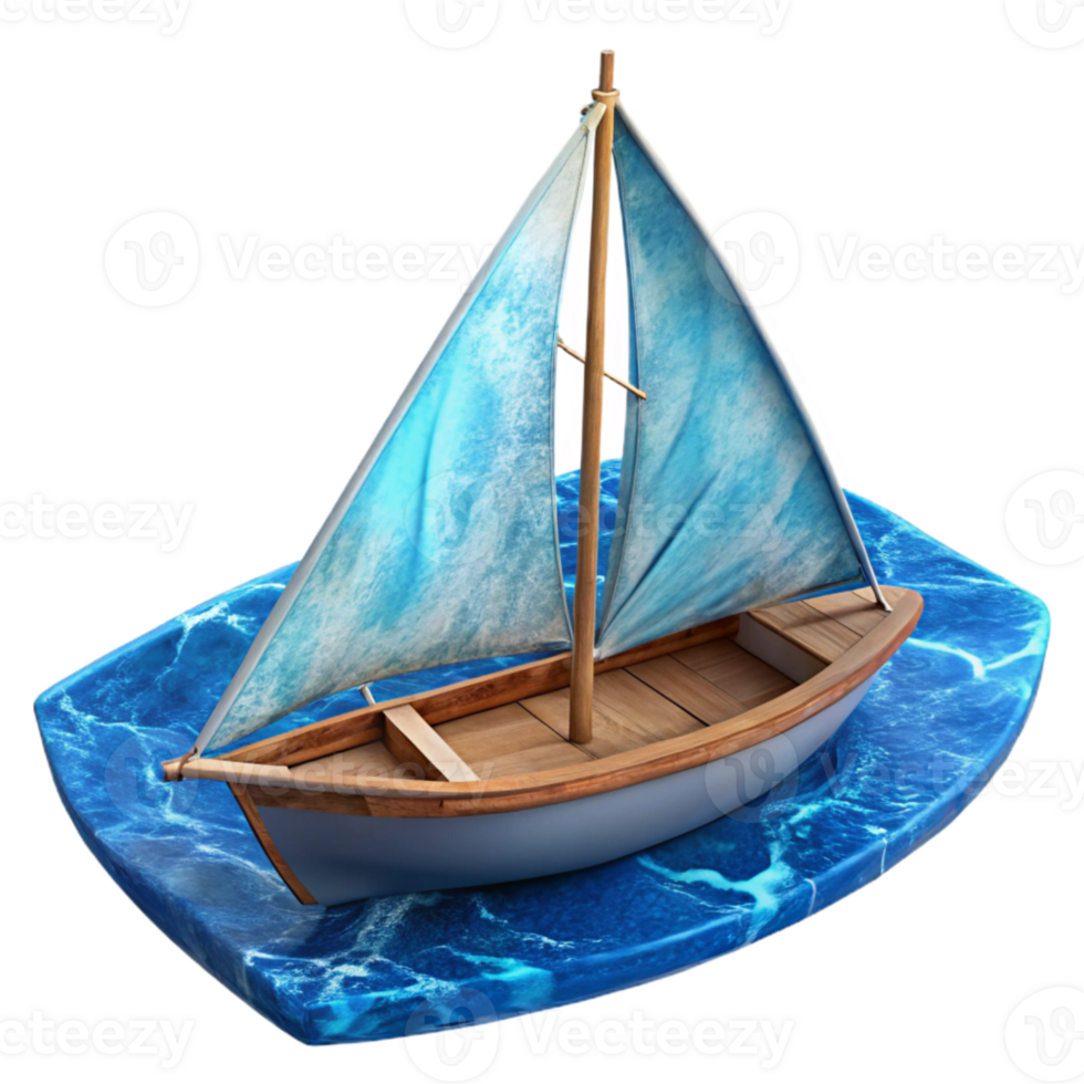extraordinary contemporary Sailboat at Full Sail on Blue Ocean Transparent Background professional png