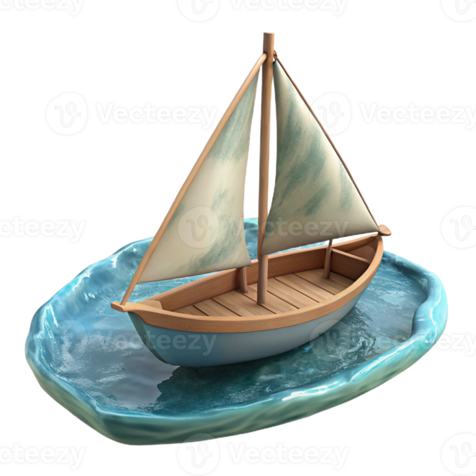 extraordinary vintage Sailing Boat on Calm Water Transparent Background genuine png