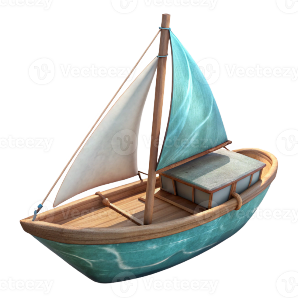 extraordinary minimalist Sailing Boat on Calm Water Transparent Background authentic png
