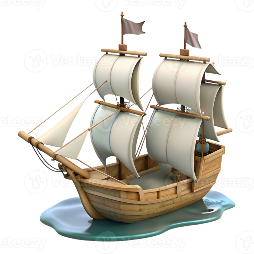 magnificent classic Sailing Ship on Calm Water Transparent detailed png