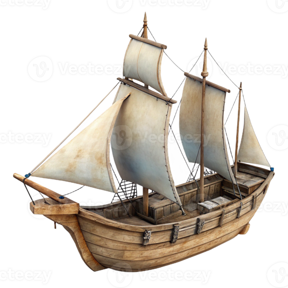 elegant traditional Sailing Ship Side View Transparent Background premium png