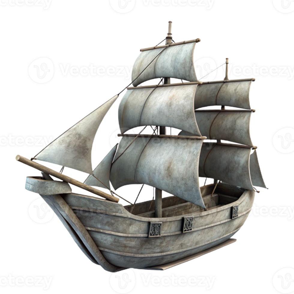 elegant traditional Sailing Ship Silhouette Cutout on Transparent Background exclusive png