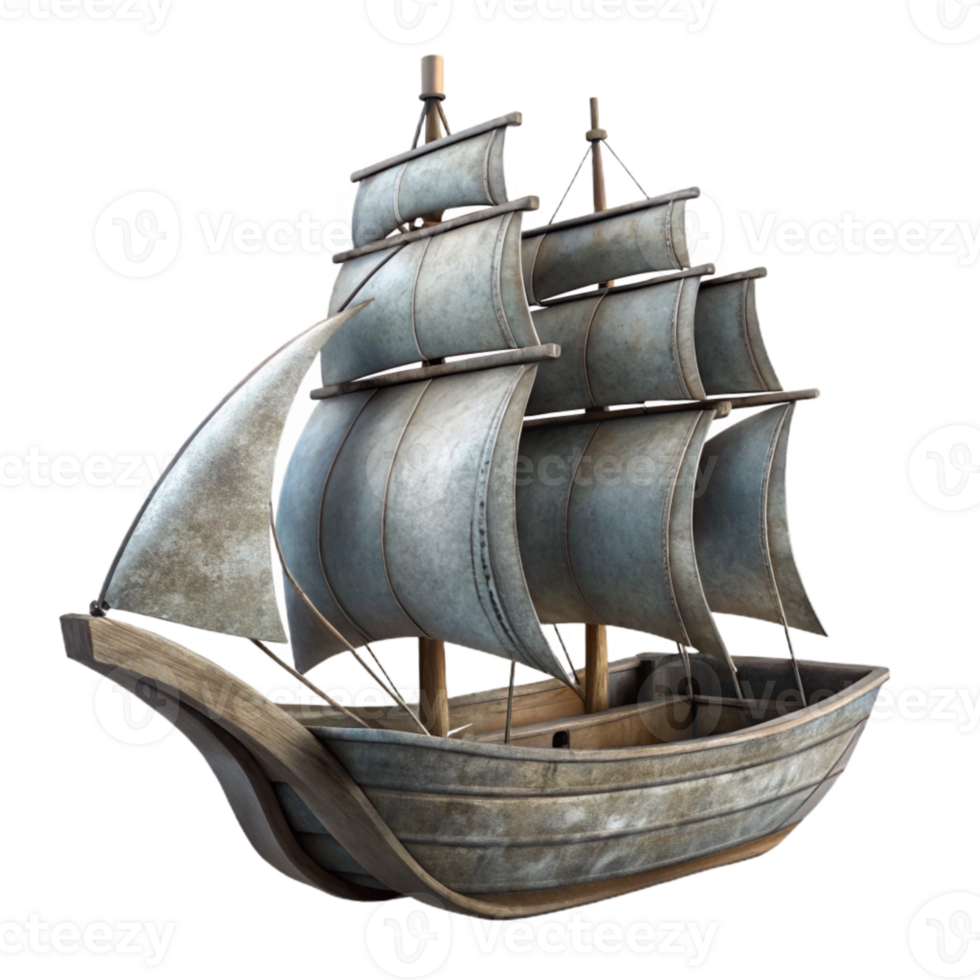 wonderful traditional Sailing Ship Silhouette Cutout on Transparent Background genuine png