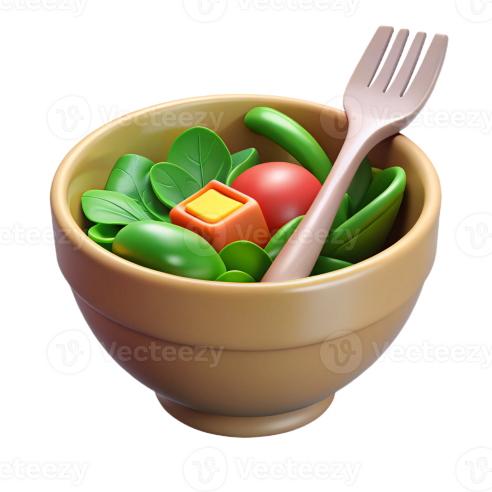 dramatic classic Salad Bowl with Fork Isolated Cutout exclusive png